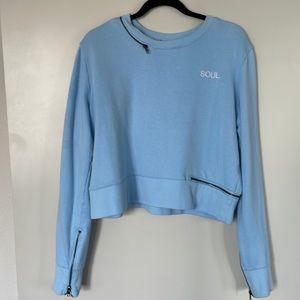Soul cycle zipper detail crew neck